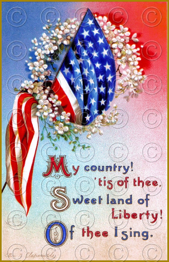 Items similar to Victorian Patriotic Flag 4th of July Vintage Postcard