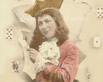 Valenine's Jack of Hearts - Horoscope - French Postcard - Carte Postale, Instant Download, FrA050