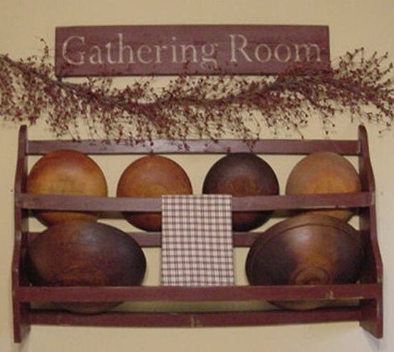 Items similar to PRIMITIVE FARMHOUSE BOWL RACK EARLY AMERICAN STYLE WOODEN on Etsy