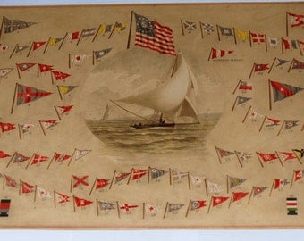 Frederick Cozzens Chromolithograph of Signal Flags from American Yachts