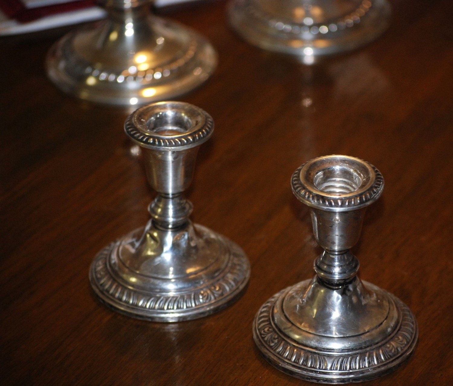 Pair Sterling Candlesticks Frank M Whiting 4 inch