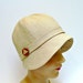 1920s Cloche in Wheat Linen with Vintage Triangle Button