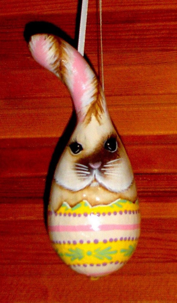 Handpainted Original Designed TWISTED EAR Easter Bunny Gourd