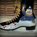 Hand painted Christmas Double-sided Snowmen and Greenery Ice Skate Decoration