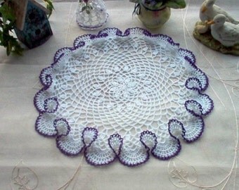 Elegant Ruffled Crochet Lace Thread Art Doily New Handmade