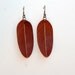 Handcarved Brazilian Redwood and Maple Wood Leaf / Feather Earrings J120143