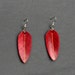 Handcarved Purple Heart and Mahogany Wood Leaf / Feather Earrings J120502