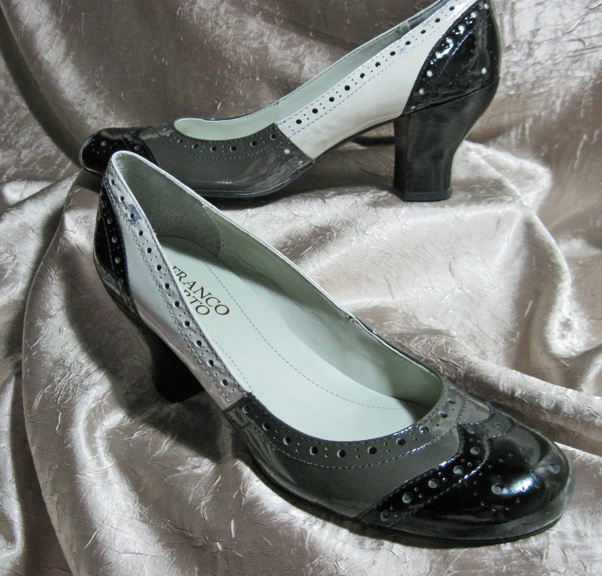 Vintage Spectator Shoes Patent Leather