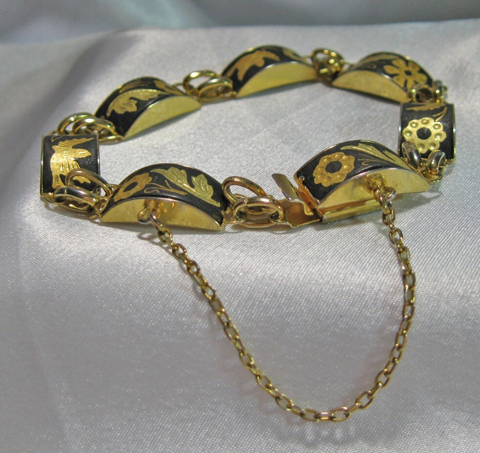 Vintage Damascene Bracelet Unusual