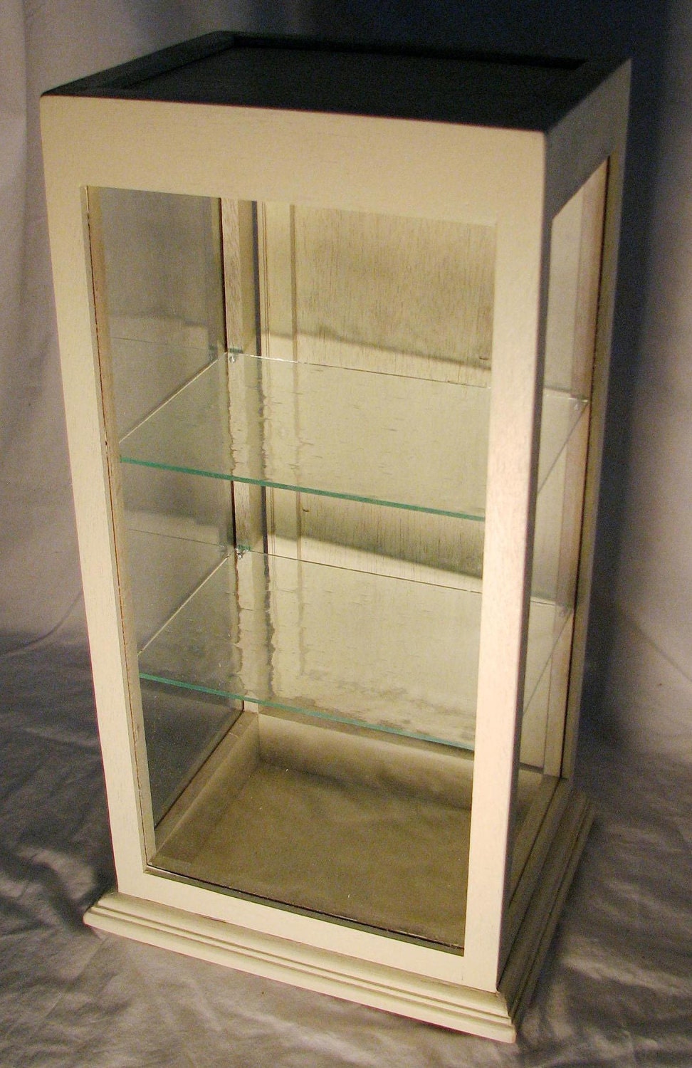 Tall DISPLAY CASE with Glass Shelves