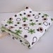 ON CLEARANCE.......BABY MINI BLANKET.....GREEN and BROWN SILKY MINKY PRINT with SAGE SATIN .......COMFORT FOR BOYS