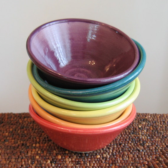 Set of 6 Small Rainbow Bowls by KarinLorenc on Etsy