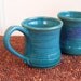 Manly Pottery Mug Set In Peacock Blue 12 oz. Stoneware Ceramic Coffee Mugs