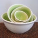 Stoneware Pottery Nesting Bowls - Large Set Lime Green Ceramic