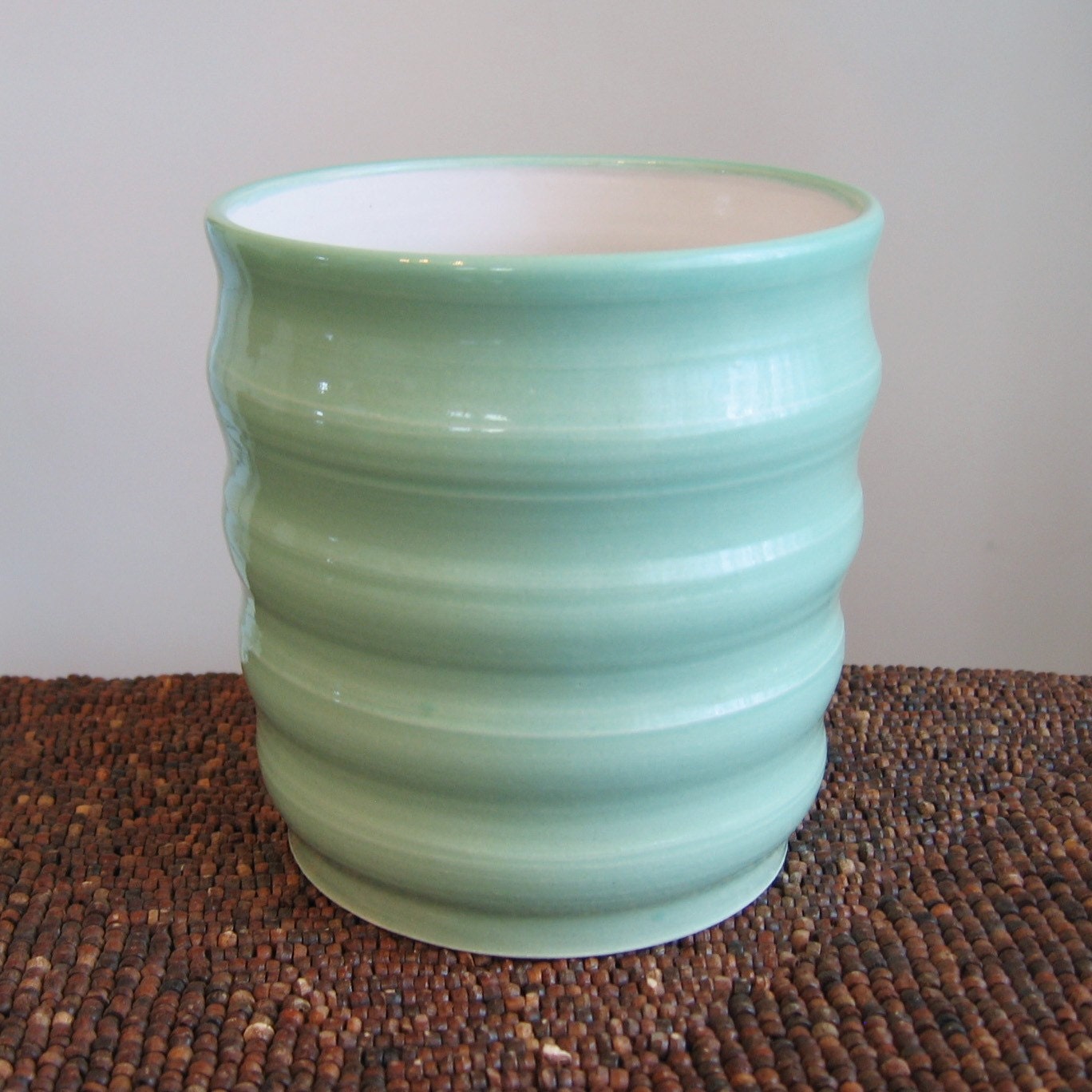 Green Aqua Beehive Utensil Crock
