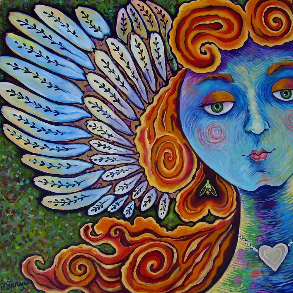 Personalized Folk Art Angel Painting by Dee Sprague