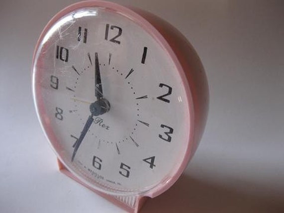 So Girlie Pink Retro Westclox Rex Windup Alarm Clock