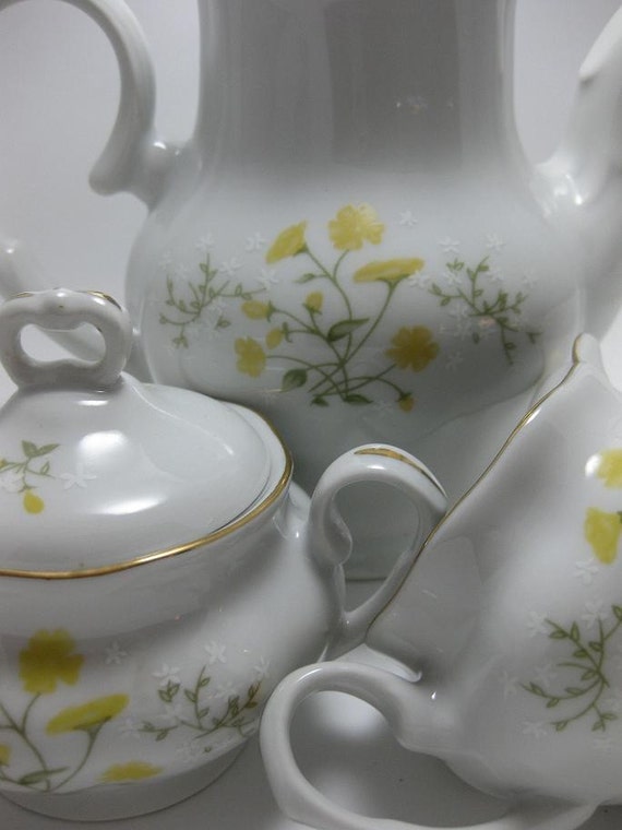 Vintage Favolina Poland Yellow Floral Tea Set
