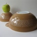 RESERVED Vintage Pyrex Woodland Tan and White Cinderella Mixing Bowls Set of Two