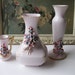 Vintage Handpainted Lefton China Pink Floral Porcelain Vase Collection of Three