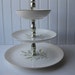 Vintage Canonsburg Aqua Floral Three Tiered Serving Tray