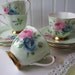 Vintage Seafoam Green Pink Blue Imperial Teacups Saucers Plates for Four - Tea Party Style