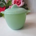 Vintage Anchor Hocking Jade-ite Jane Ray Covered Sugar Bowl