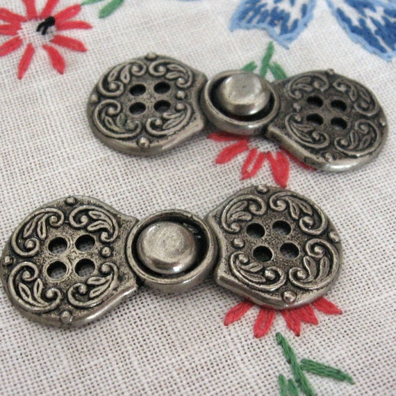 Vintage Metal Clasp Closures 2 Filigree Silver by kalliedesigns