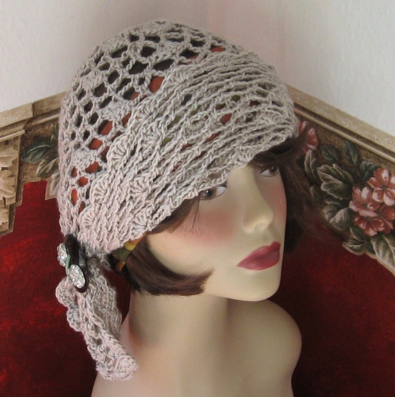 Crochet Pattern Womens Flapper Hat Open Mesh Motiff With