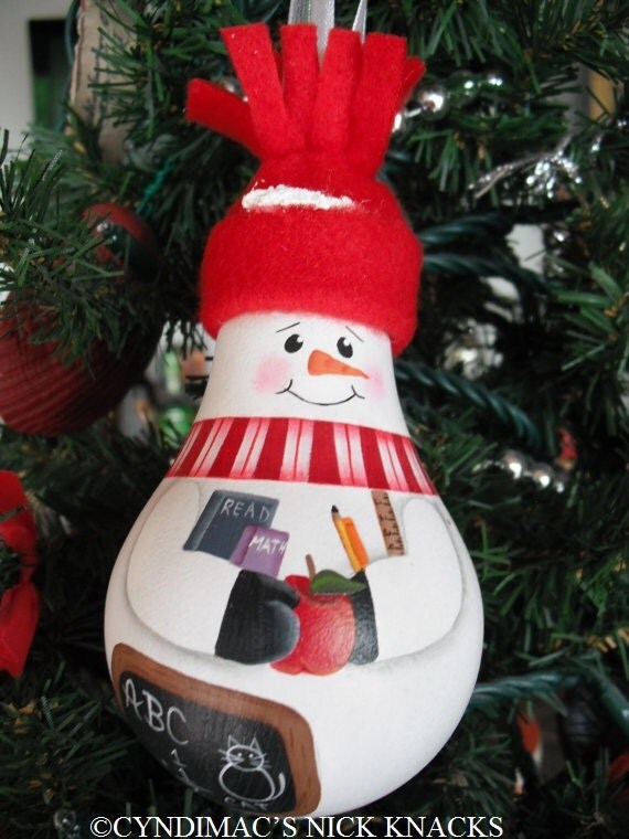 Ornament - Snowman Teacher Lightbulb