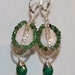Sexy Green Emerald, Green Zoisite and Pink Peruvian Opal Earrings with Sterling Silver Wrap
