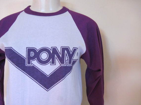 vintage 80s Purple PONY Brand Baseball Tee Shirt size medium