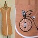 Vintage 1960s House Dress with Embroidered Penny Farthing, BICYCLE, deadstock, never worn, XL