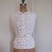 1950s White Cotton FRUITS Sleeveless Blouse, strawberries, apples, butterflies and more, m/l