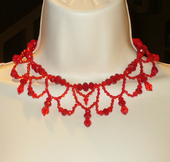 Lovely Red Crystal Necklace by ArtsyInTheCity on Etsy
