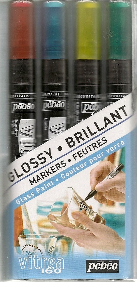 Pebeo GLOSSY Glass PAINT Markers Set of 4 by ReaLifeStories