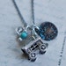 Still Wandering Charm Necklace... a compass rose wax seal and gypsy caravan locket charm necklace