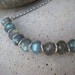 Labradorite Rondelle and Wavy Sterling Silver Discs Necklace