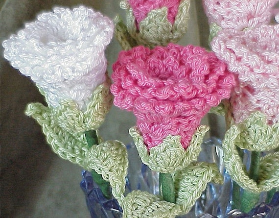 Items similar to PATTERN Rose Flower - Lovely Crochet Stem Instructions