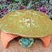 Ceramic Toad Abode Frog House For Green Gardening, Three Frogs on a Garden Leaf Green And Brown, Unique Garden Art Pottery, Garden Decor