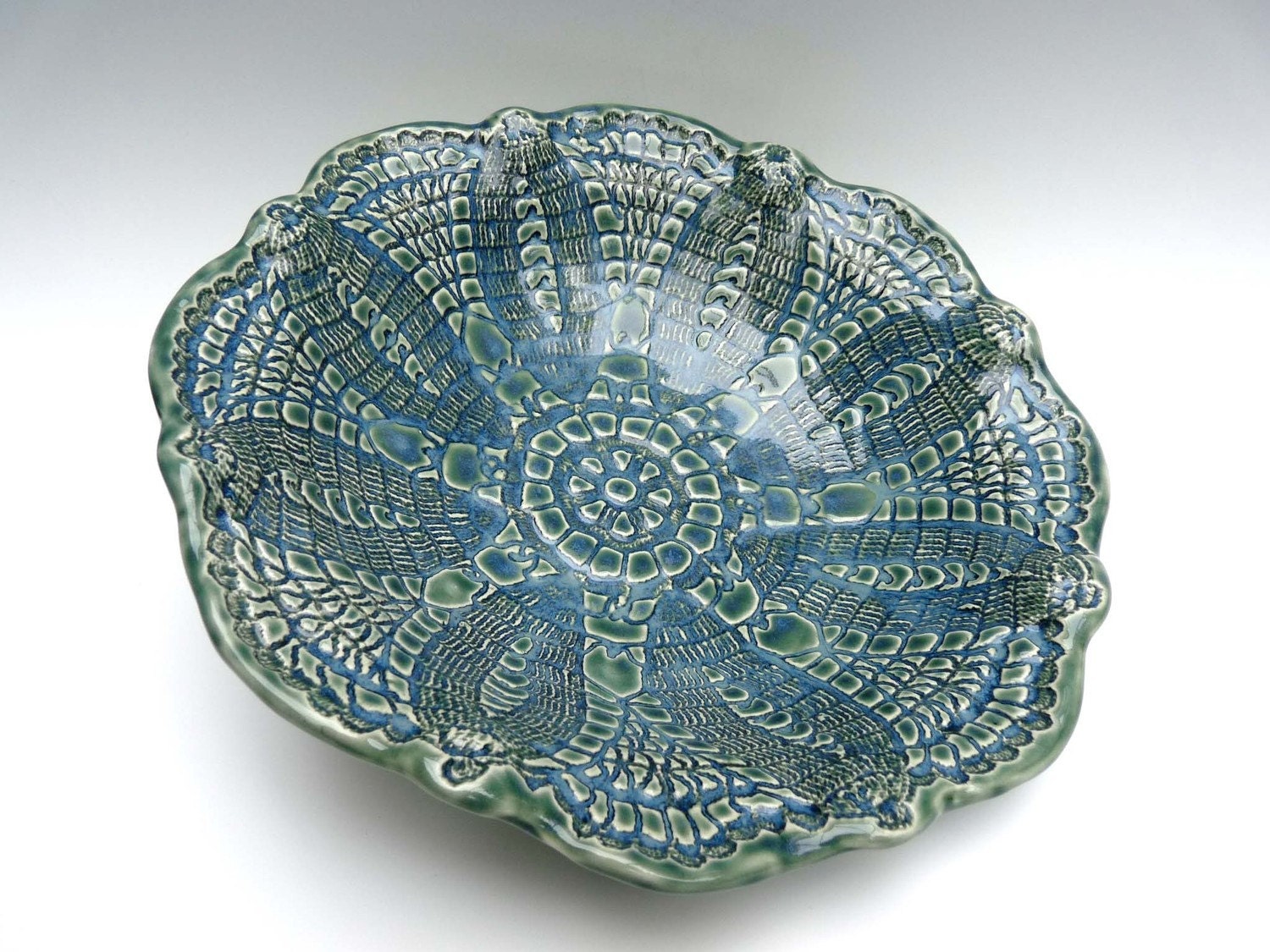 Lace Doily Bowl Beautiful Handcrafted Stoneware Dish Unique