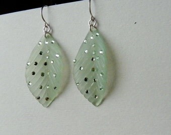 Vintage Leaf with Swarovski Crystal Earrings
