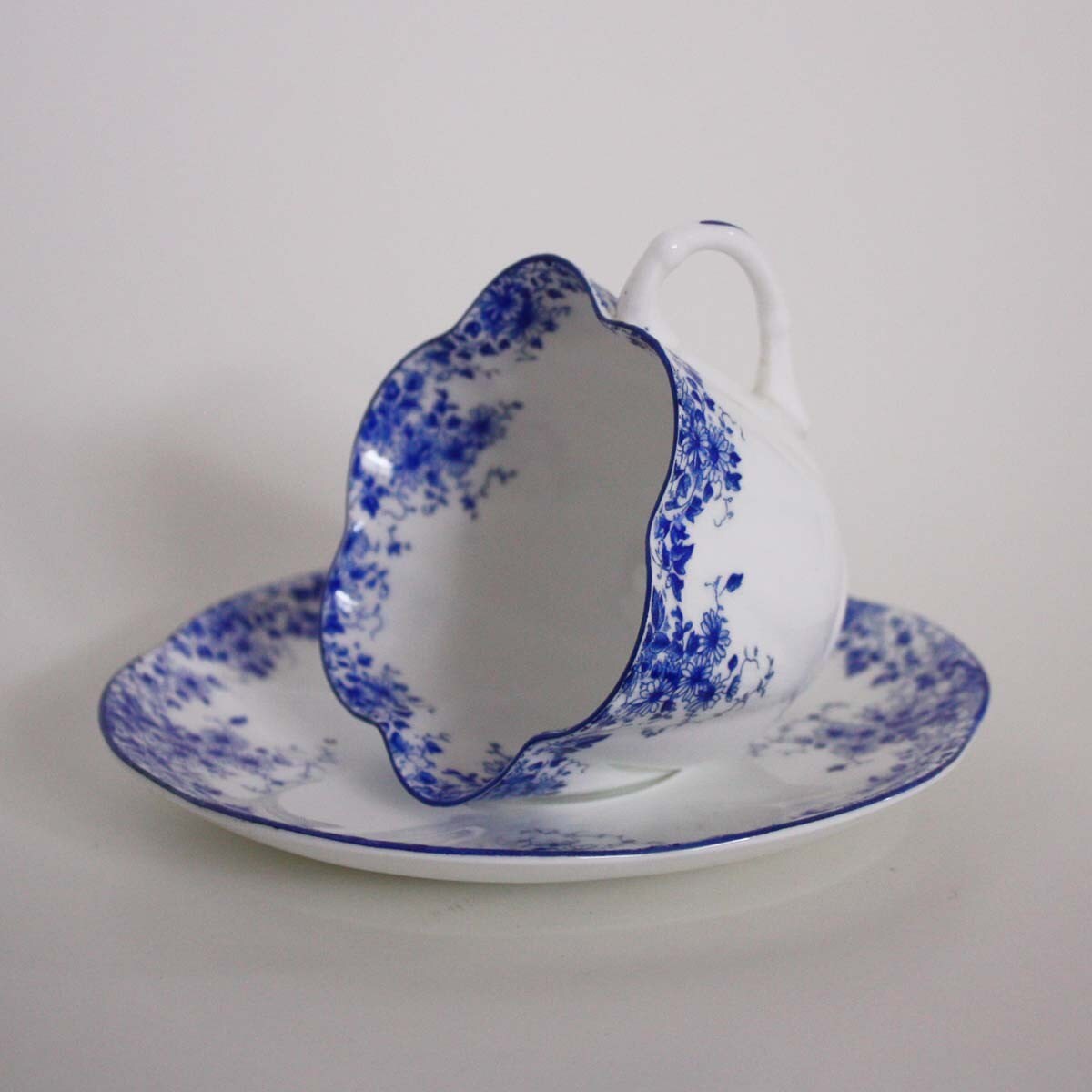 Dainty Blue Shelley England Bone China Tea Cup and Saucer