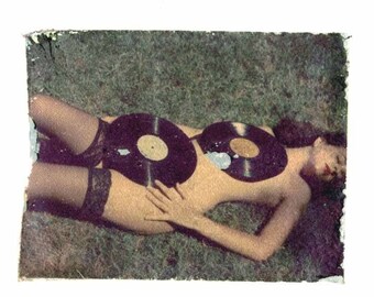 Vinyl Records and Girl Erotic Sensual Art 8x10 Print