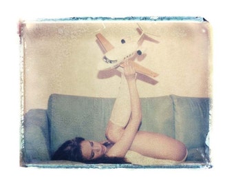 Polaroid Transfer Girl with Toy Airplane 11x14 inch image-signed by Matt Schwartz