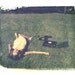 8x10 polaroid transfer of girl in field listening to record player-signed by artist