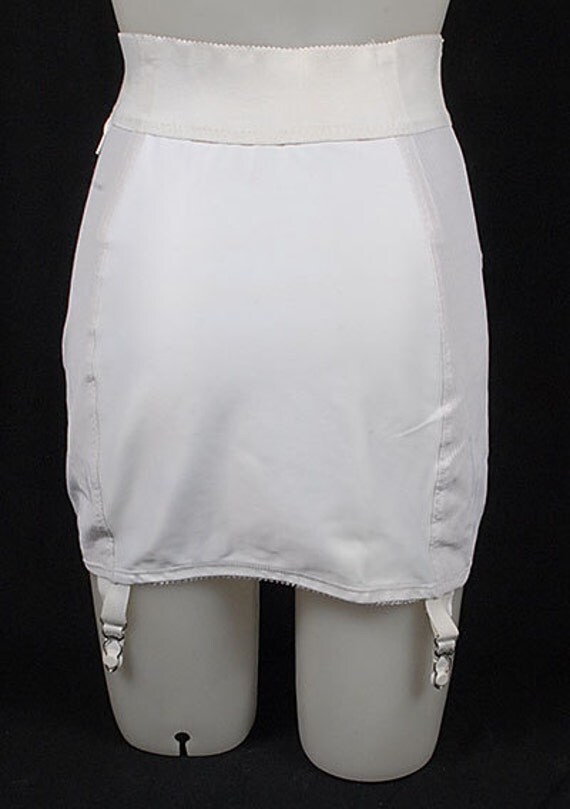 Vintage 60s White Open Bottom Sarong Girdle with Garters