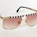 Vintage 70s Gradient Sunglasses NOS Gold Black White Metal Frames Aviator Style