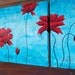Poppies Original Tryptic Oil Painting