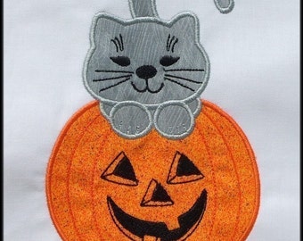 INSTANT DOWNLOAD Pumpkin Cat Applique designs